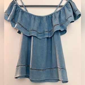 Style Envy Denim Off-The-Shoulder Top, Size Small